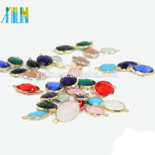 12 pcs / sac En Gros 10x14mm Ovale Cristal Pierre de Naissance Charme Pendentif Connecteur Verre Gem Pierre Pendentif Perles pour la Fabrication de Bijoux